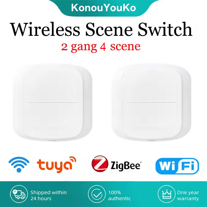 Home Automation Ideas - สวิตช์อัจฉริยะ Tuya Zigbee WiFi แบบกดปุ่ม 2