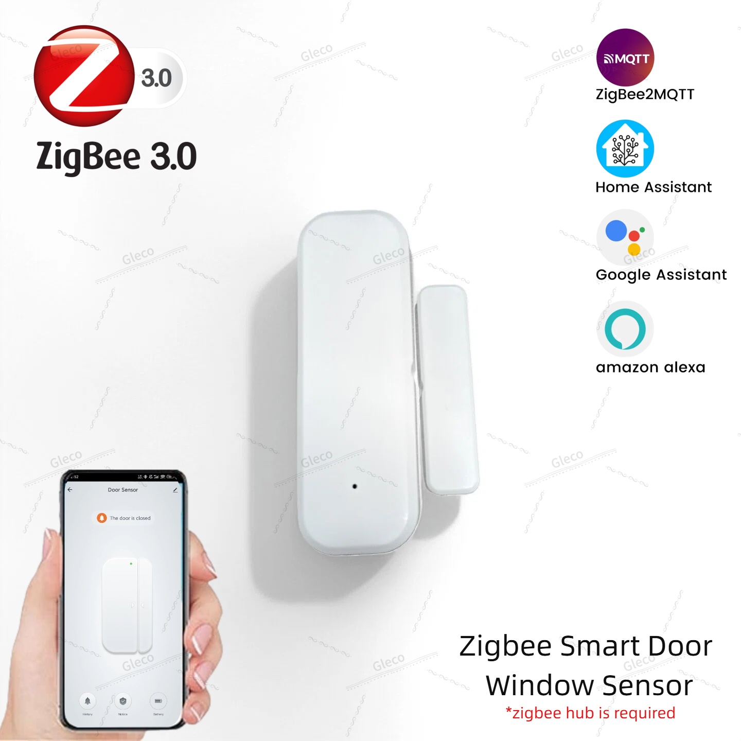 Home Automation Ideas - เซ็นเซอร์ตรวจจับประตูหน้าต่างแบบ Zigbee เซ็นเซอร์แม่เหล็กสำหรับตรวจจับการเปิด-ปิดประตู แจ้งเตือนสำหรับระบบอัตโนมัติในบ้านอัจฉริยะ เพื่อความปลอดภัย Z2M