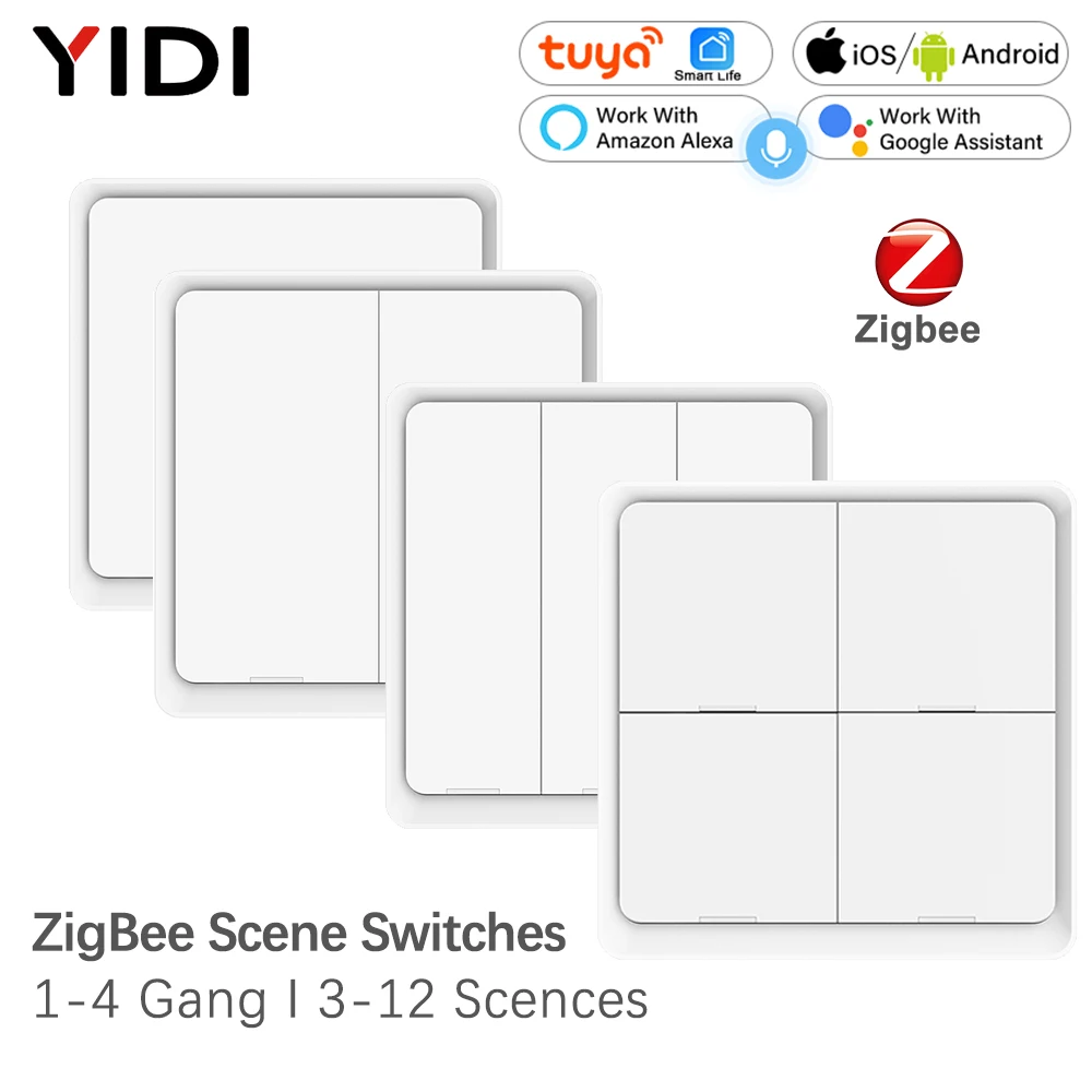 Home Automation Ideas - ZigBee ไร้สาย4 Gang 12 Scene สวิตช์